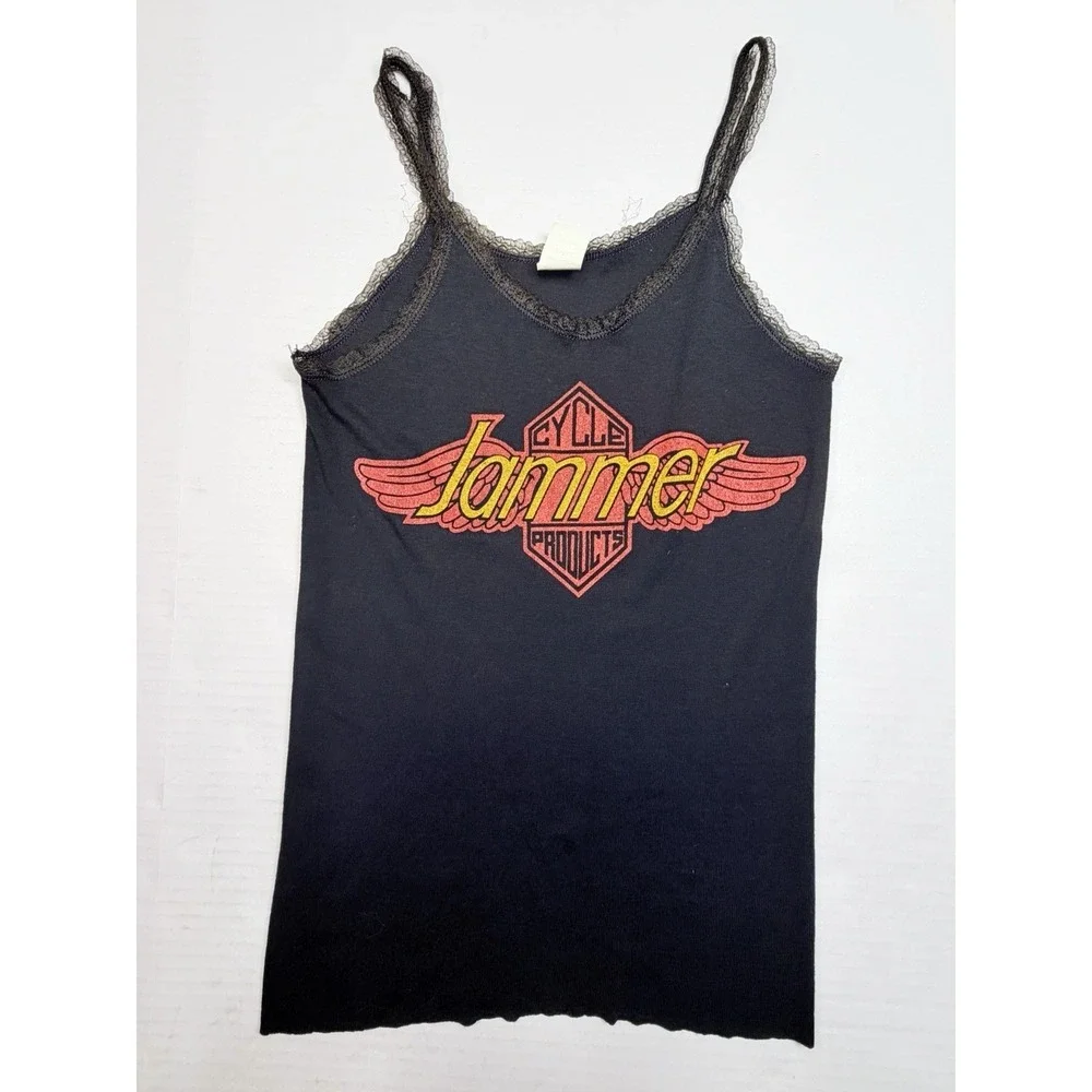 Women's Vintage Custom Jammer Products‎ Motorcycle Lace Trim Cami Tank Top Large